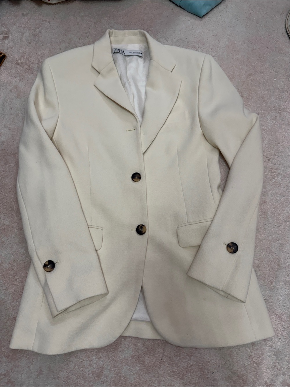 Zara Cream Single-Breasted Blazer